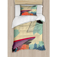 Vintage Air Cargo Plane Duvet Cover Set