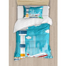 Control Tower and Plane Duvet Cover Set