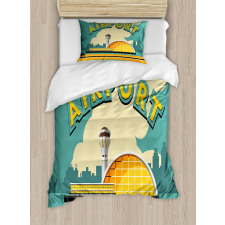 Nostalgic Airport Building Duvet Cover Set