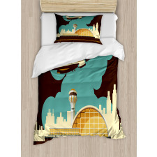 Airfield Plane and City Duvet Cover Set