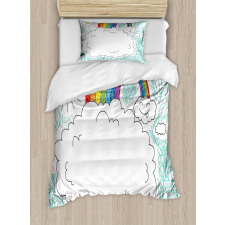 Childish Drawn Rainbow Sun Duvet Cover Set