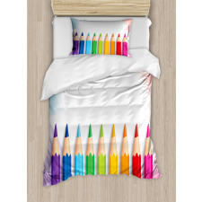 Realistic Colorful Pencils Duvet Cover Set
