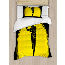 Karate Pose Man on Moon Duvet Cover Set