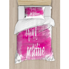 Calligraphy on Pink Duvet Cover Set