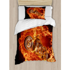 Motorbike in Fire Duvet Cover Set