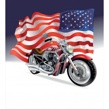 Motorbike and US Flag Duvet Cover Set
