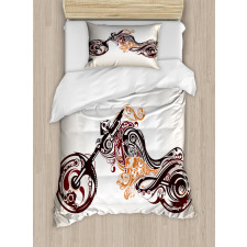 Curvy Floral Bike Duvet Cover Set