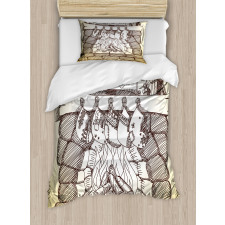 Christmas Sketch Stocking Duvet Cover Set