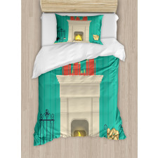 Classic Log Fire Candles Duvet Cover Set