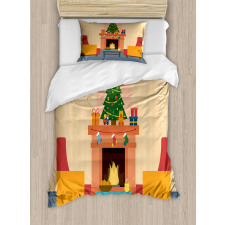 Cartoon Xmas Interior Duvet Cover Set