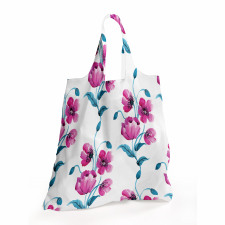 Çiçekli Alışveriş Çantası Romantik Pembe Çiçek Dalları Soyut Desenli