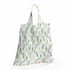Karışık Desen Alışveriş Çantası Yeşil Yaprak Desenli