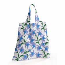 Floral Alışveriş Çantası Mavi Zarif Çiçek Desenli