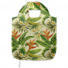 Hawaii Alışveriş Çantası Tropikal Yapraklar ile Zarif Çiçek Çeşitleri