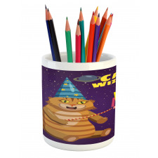 Cat Wizard Funny Cartoon Pencil Pen Holder