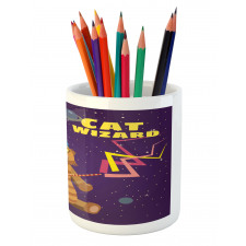 Cat Wizard Funny Cartoon Pencil Pen Holder