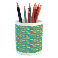 Colorful Abstract Leaves Art Pencil Pen Holder