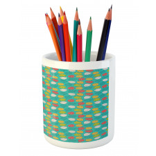 Colorful Abstract Leaves Art Pencil Pen Holder