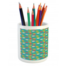 Colorful Abstract Leaves Art Pencil Pen Holder