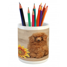 Sunflower on Wooden Backdrop Pencil Pen Holder