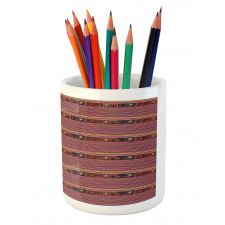 Folk Motifs Stripes Pencil Pen Holder