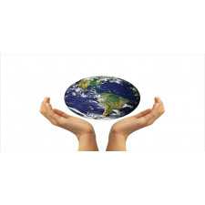 Hands Holding Earth Globe Pencil Pen Holder