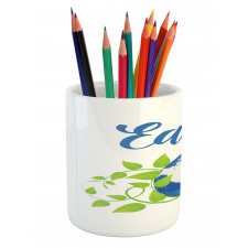 Wording Leaves Encircling Pencil Pen Holder