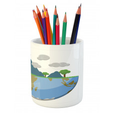 Mountains on Half Earth Pencil Pen Holder