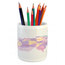 Hand Drawn Map Illustration Pencil Pen Holder