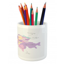 Hand Drawn Map Illustration Pencil Pen Holder