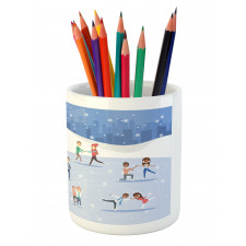 People on the Ice Rink Pencil Pen Holder