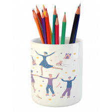 People Winter Performing Pencil Pen Holder