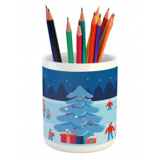 Christmas Scene Night Pencil Pen Holder