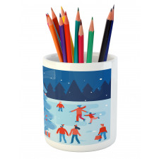 Christmas Scene Night Pencil Pen Holder