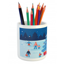 Christmas Scene Night Pencil Pen Holder