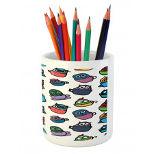 Funny Owl in Coffee Mug Pencil Pen Holder