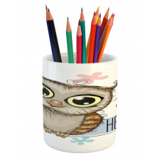 Cartoon Butterfly Hello Pencil Pen Holder