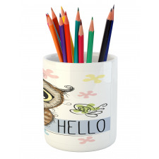 Cartoon Butterfly Hello Pencil Pen Holder