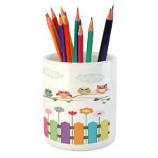 Bird on Branch Sunny Day Pencil Pen Holder