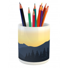 Mountainous Landscape Scene Pencil Pen Holder