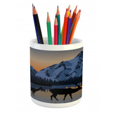 Mountain Deer by the Lake Pencil Pen Holder