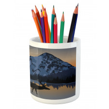 Mountain Deer by the Lake Pencil Pen Holder