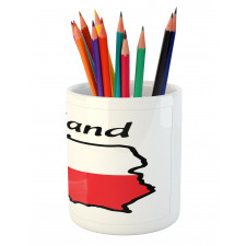 Map and Flag Illustration Pencil Pen Holder