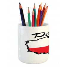 Map and Flag Illustration Pencil Pen Holder