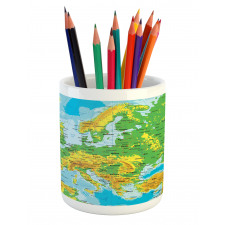 High Detailed Map of Europe Pencil Pen Holder