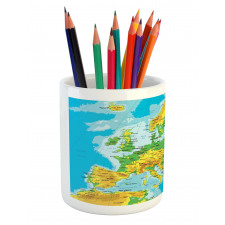 High Detailed Map of Europe Pencil Pen Holder