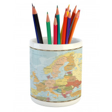 Scandinavian Region Mapping Pencil Pen Holder