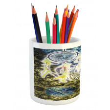 Tribal Lizards Dreamcatcher Pencil Pen Holder