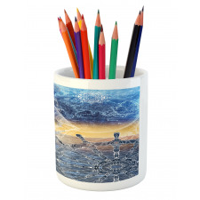 Nautical Ship on the Ocean Pencil Pen Holder