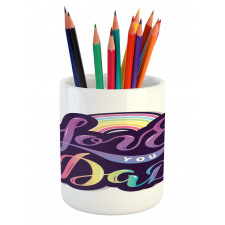 Colorful Bubbly Text Pencil Pen Holder